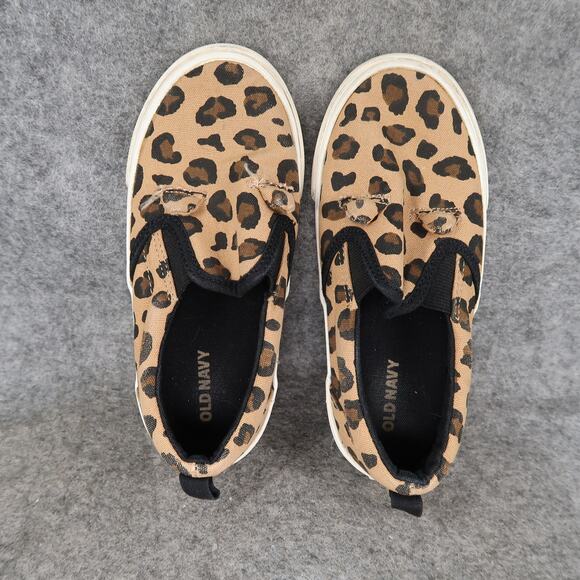 Old Navy Shoes Toddler Kids 9 Slip On Sneakers Casual Leopard Prints Canvas - Picture 6 of 11